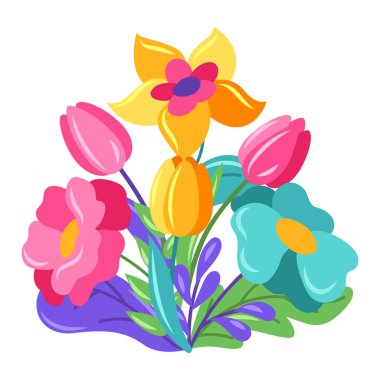 Bir demet güzel çiçek. Dekorasyon ve tasarım için resim.