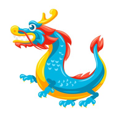 Çin ejderhası tasviri. Maskot ya da dövme. Geleneksel Çin sembolü. Asya mitolojik hayvanı.