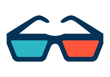 Sinema için 3D gözlük tasviri. Biçimli film ögesi.
