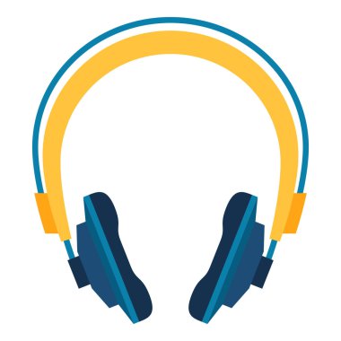 Müzik kulaklıkları tasviri. Biçimlendirilmiş müzik simgesi.