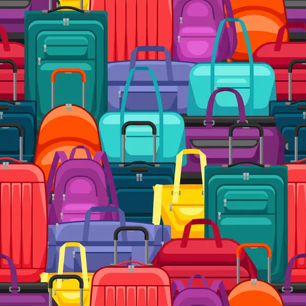 Seyahat bavulları ve çantalarıyla kusursuz desen. Turizm ve dükkanlar için arka plan.