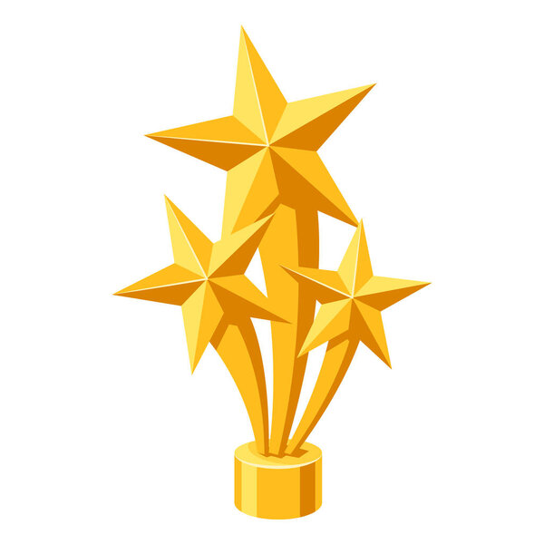 Gold prize icon with stars. Illustration of award for sports or corporate competitions.