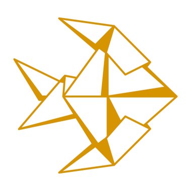 Origami balığı tasviri. Kağıt sembolik dekoratif nesne.