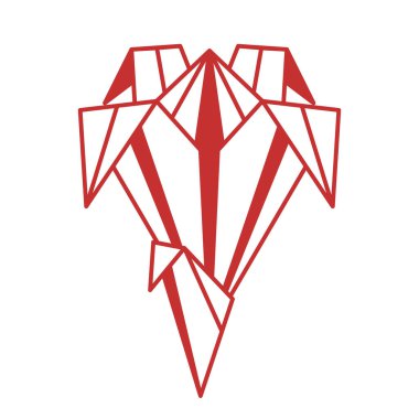 Origami teknesi tasviri. Kağıt sembolik dekoratif çiçek.