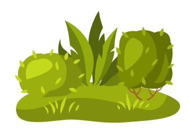 Ağaç ve çalılarla dolu bir arka plan. Mevsimlik bahçe çizimi.