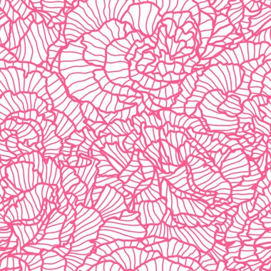 Kusursuz desenli doğrusal güller. Güzel dekoratif stilize yaz çiçekleri.