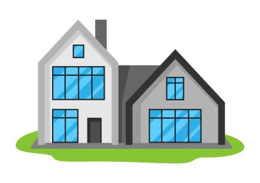 Modern lüks evin dış görünüşünün yansıması. Emlak kır evi.