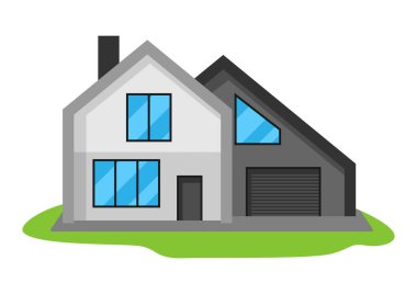 Modern lüks evin dış görünüşünün yansıması. Emlak kır evi.