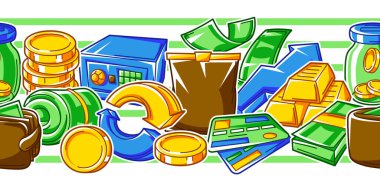 Para simgeleriyle bankacılık kusursuz desen. Finans konularıyla ilgili iş geçmişi. Ekonomi ve ticaret stilize edilmiş imaj.
