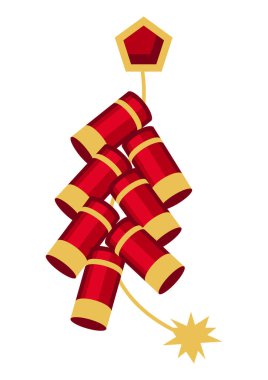 Kutlama ve havai fişek gösterisi. Kart ve davetiye tasarımı için dekoratif oryantal sembol. Asya geleneği.