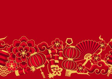 Mutlu Çin Yeni Yılı sonu gelmez şablon. Oryantal sembollü arka plan. Asya gelenekleri.