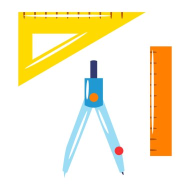 Okul ve eğitim eşyaları. Renkli malzemeler ve kırtasiye malzemeleri..