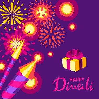 Mutlu Diwali tebrik kartları. Deepavali ya da Dipavali Işık Festivali. Geleneksel sembollü Hindistan Tatil arkaplanı.