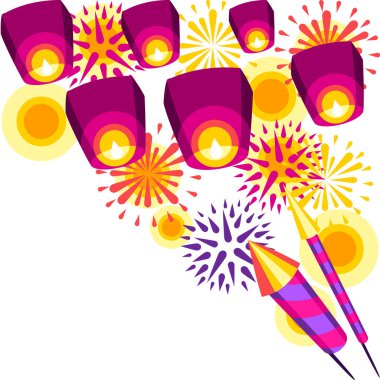 Mutlu Diwali tebrik kartları. Deepavali ya da Dipavali Işık Festivali. Geleneksel sembollü Hindistan Tatil arkaplanı.