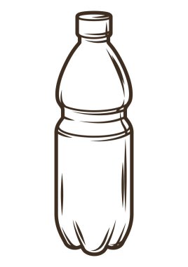 Plastik şişe ve bira. Kabartma el çizimi tarzında bir nesne. Bira festivali veya Ekim Festivali için eski dekoratif öğeler.