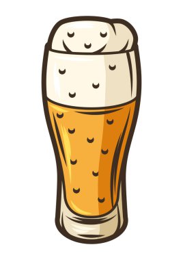 Illustration of glass goblet with beer. Object in engraving hand drawn style. Old decorative element for beer festival or Oktoberfest. clipart