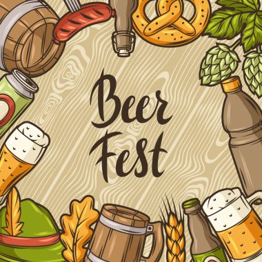 Bira festivali ya da Ekim Festivali için resim. Bar veya bar menüsü ve broşürleri için arkaplan tasarımı.