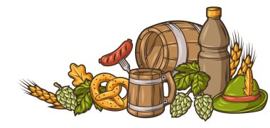 Bira festivali ya da Ekim Festivali için resim. Bar veya bar menüsü ve broşürleri için arkaplan tasarımı.