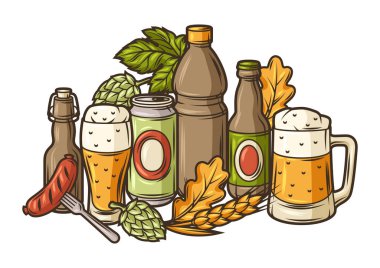Bira festivali ya da Ekim Festivali için resim. Bar veya bar menüsü ve broşürleri için arkaplan tasarımı.
