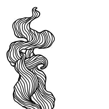 Dalga çizgisi kıvrımlı bir arka plan. Tek renkli çizgiler siyah beyaz dokular. Dalgalı soyut kürk ya da saç.