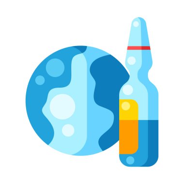 Aşı konsepti çizimi. Bağışıklık öğeleri. Sağlık ve virüsten korunma. Tıp ve bilim endüstrisi.