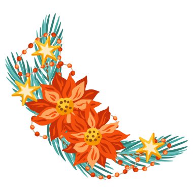 Mutlu Noel dekorasyonu tasarımı. Klasik tarzda tatil illüstrasyonları. Mutlu yıllar..