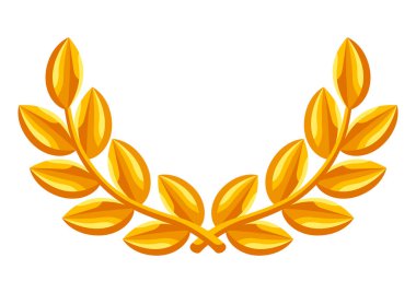 Gold laurel wreath icon. Illustration of award for sports or corporate competitions.
