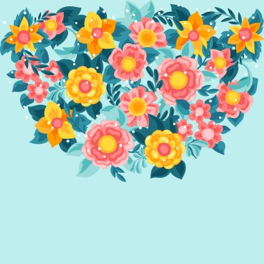 Güzel çiçekli bir arka plan. Güzel dekoratif doğal bitki, tomurcuk ve yapraklar.