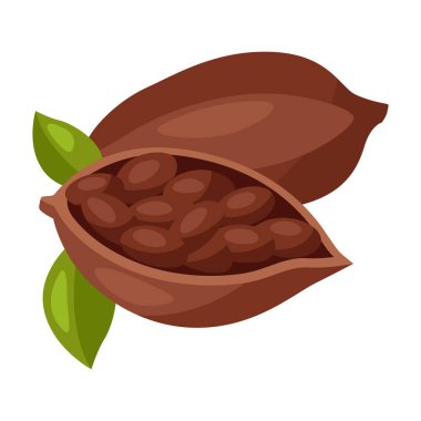 Çikolatalı fasulye tasviri. Barlar, restoranlar ve dükkanlar için yiyecek. Simge veya tanıtım resmi.