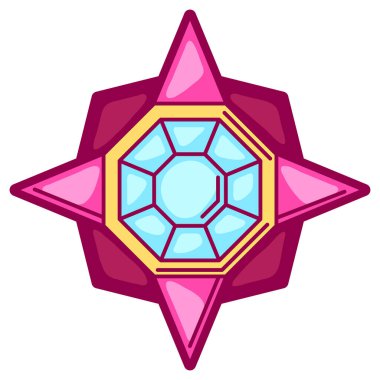 Çizgi film tarzında madalyon tasviri. Sevimli komik nesne. Çizgi roman biçiminde sembol.