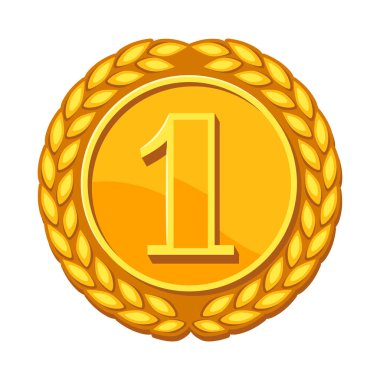 Altın madalyanın resmi. Spor veya kurumsal yarışmalar için ödül veya ödül.