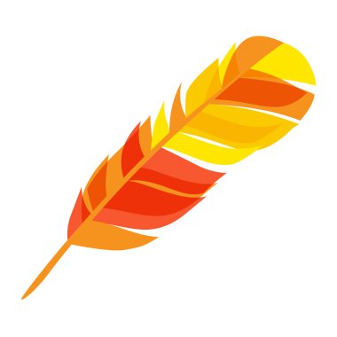 Tüyün stilize edilmiş illüstrasyonu. Tasarım ve dekorasyon için görüntü. Soyut biçimdeki nesne veya simge.