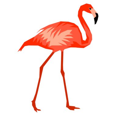 Flamingonun stilize edilmiş illüstrasyonu. Tasarım ve dekorasyon için görüntü. Soyut biçimdeki nesne veya simge.