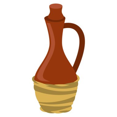 Şarap sürahisinin stilize edilmiş illüstrasyonu. Tasarım ve dekorasyon için görüntü. Soyut biçimdeki nesne veya simge.