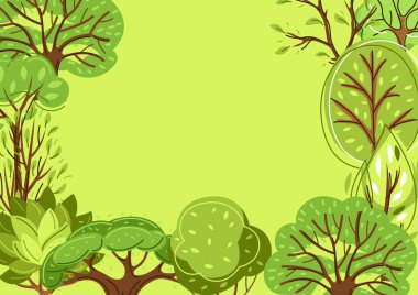 Bahar ayarlamak veya soyut stilize ağaçlar yaz. Doğal illüstrasyon.