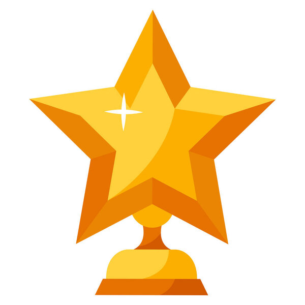 Illustration of gold star. Award or trophy for sports or corporate competitions.