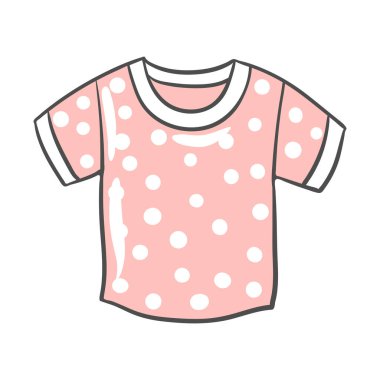 Bebek tişörtü tasviri. Yeni doğan için kıyafetler. Mutlu yıllar sana. Tatil öncesi bebek kutlaması simgesi.