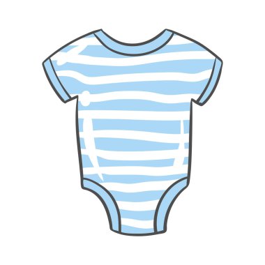 Bebek elbisesi tasviri. Yeni doğan için kıyafetler. Mutlu yıllar sana. Tatil öncesi bebek kutlaması simgesi.
