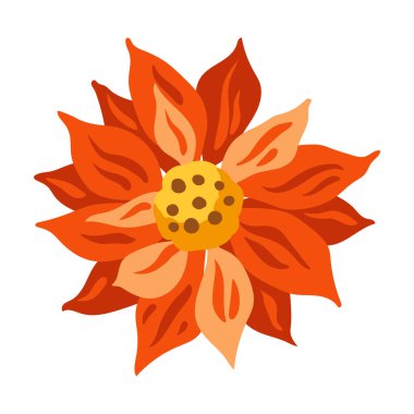 Noktalı çiçeklerin mutlu Noel çizimleri. El çizimi biçiminde tatil sembolü.