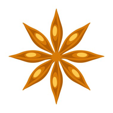 Yıldız anasonunun stilize edilmiş illüstrasyonu. Tasarım veya dekorasyon için resim. El çizimi biçimdeki sembol.