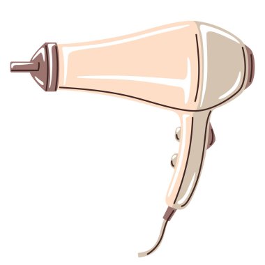 Profesyonel saç kurutma makinesinin berber çizimi. Kuaför salonu eşyası.