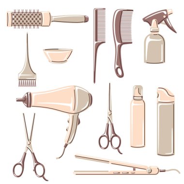 Profesyonel kuaför aletleri seti. Kuaför malzemeleri..