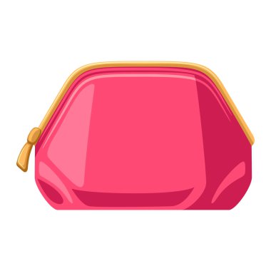 Pembe kadın çantası tasviri. Beyaz arka planda el çantası. Güzellik ve moda aksesuarı.