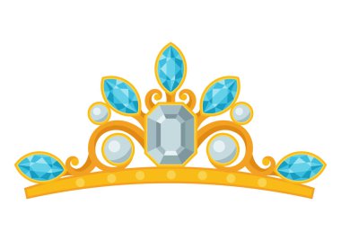 Değerli taşları olan güzel altın mücevher tacının resmi. Modaya uygun aksesuarlar..