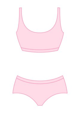 Kadın sutyeni ve külot tasviri. Moda kadın iç çamaşırı..