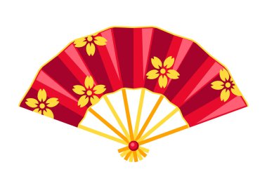 Çinli bir hayranın tasviri. Asya geleneğinin yeni yıl sembolü. Tılsım ve tatil süsü..