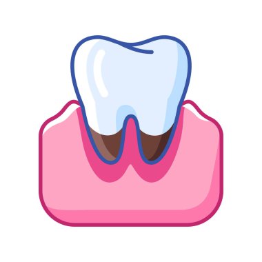 Ağrıyan diş tasviri. Diş hekimliği ve sağlık hizmeti ikonu. Stomatoloji ve tıbbi öge.