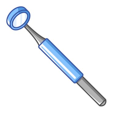 Diş aynasının yansıması. Diş hekimliği ve sağlık hizmeti ikonu. Stomatoloji ve tıbbi öge.