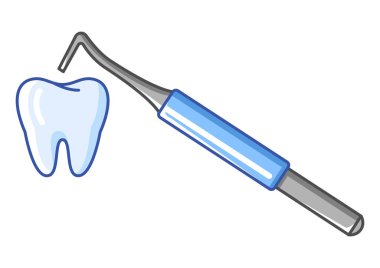 Diş çengeli tedavisinin bir örneği. Diş hekimliği ve sağlık hizmeti ikonu. Stomatoloji ve tıbbi öge.