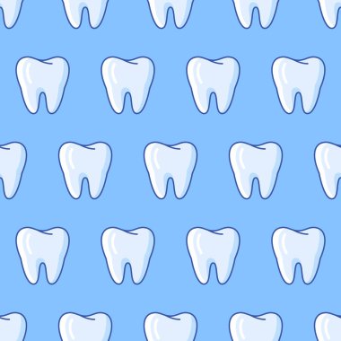 Dişleri olan kusursuz bir desen. Diş hekimliği ve sağlık geçmişi. Stomatoloji ve Tıbbi İllüstrasyon.